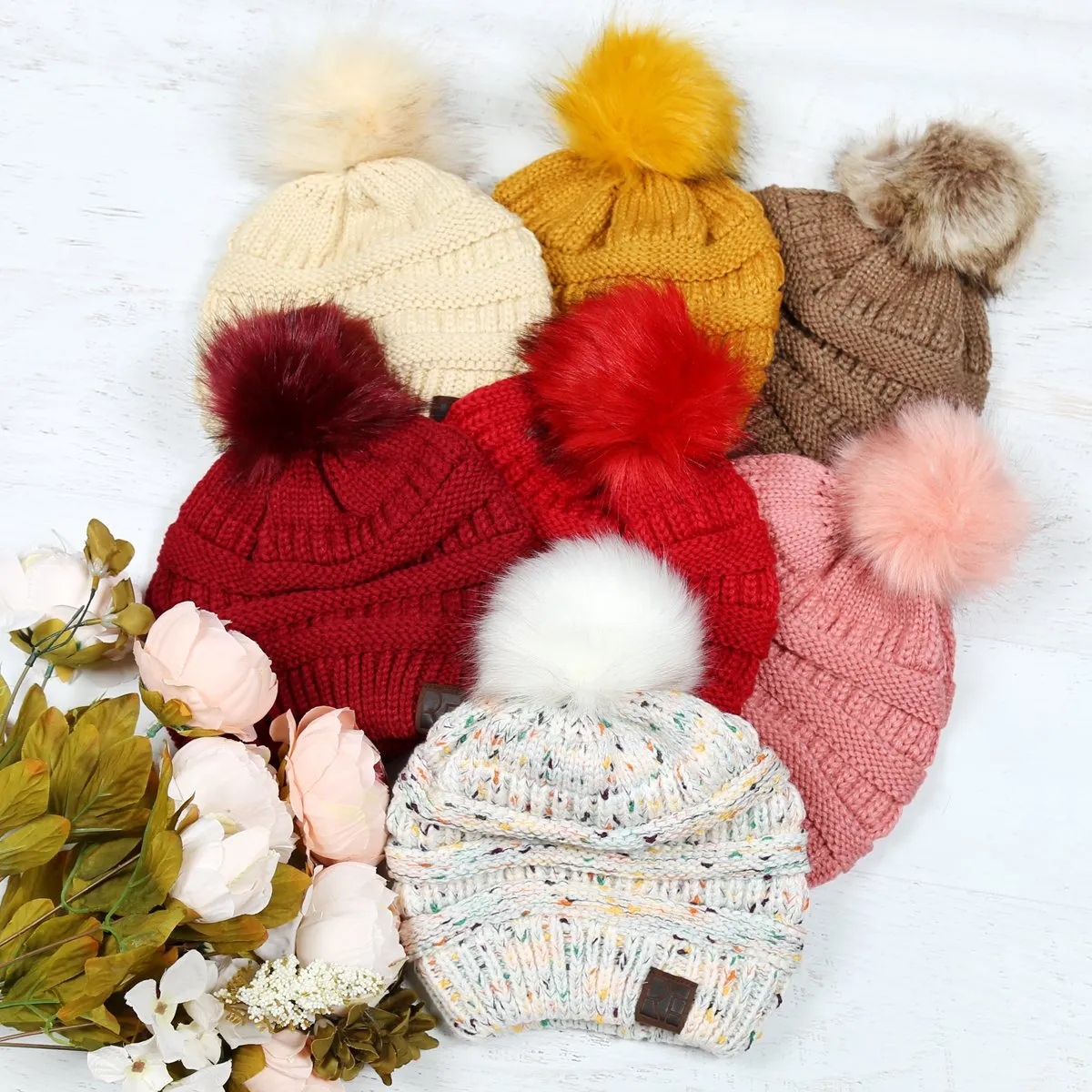 Knitted Pom Pom Beanie