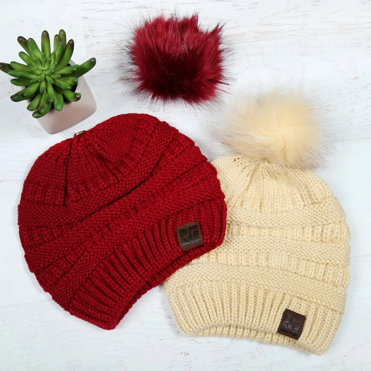 Knitted Pom Pom Beanie