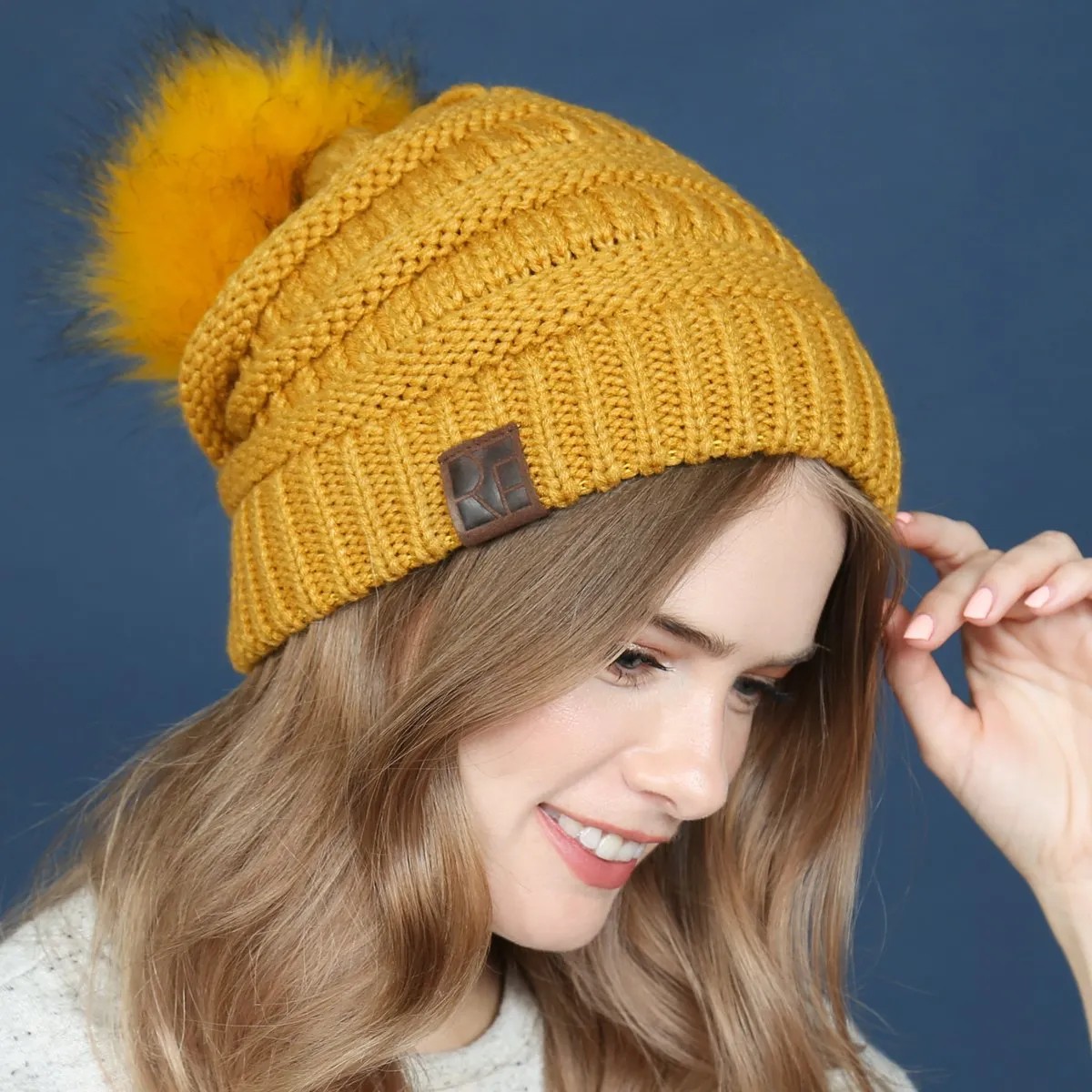 Knitted Pom Pom Beanie