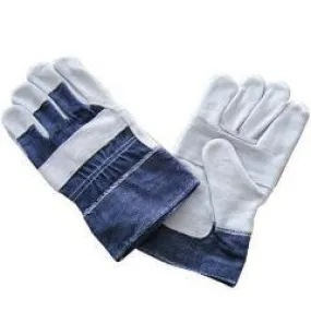 Light Leather Gloves - Denim Back   Cuff