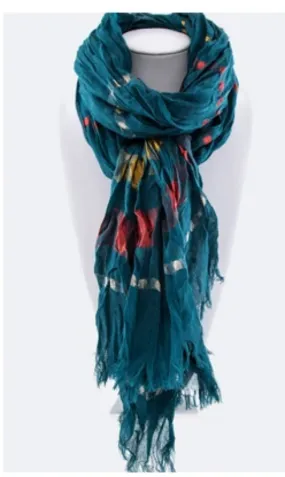 Lurex Striped Crinkle Scarf