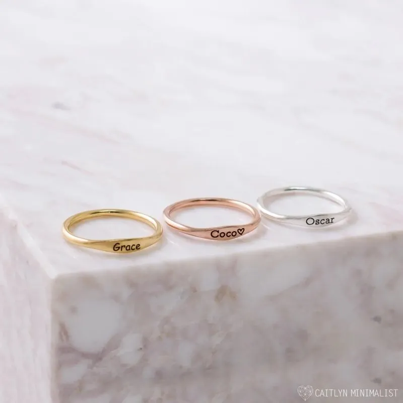 Maiden Art - Personalized Tiny Name Ring: Elegant Customizable Jewelry - 18k Gold, Silver, Rose Gold | Handcrafted made from high-quality metals - lightweight, comfortable-Size (3-10)-Perfect for Loved Ones & Yourself