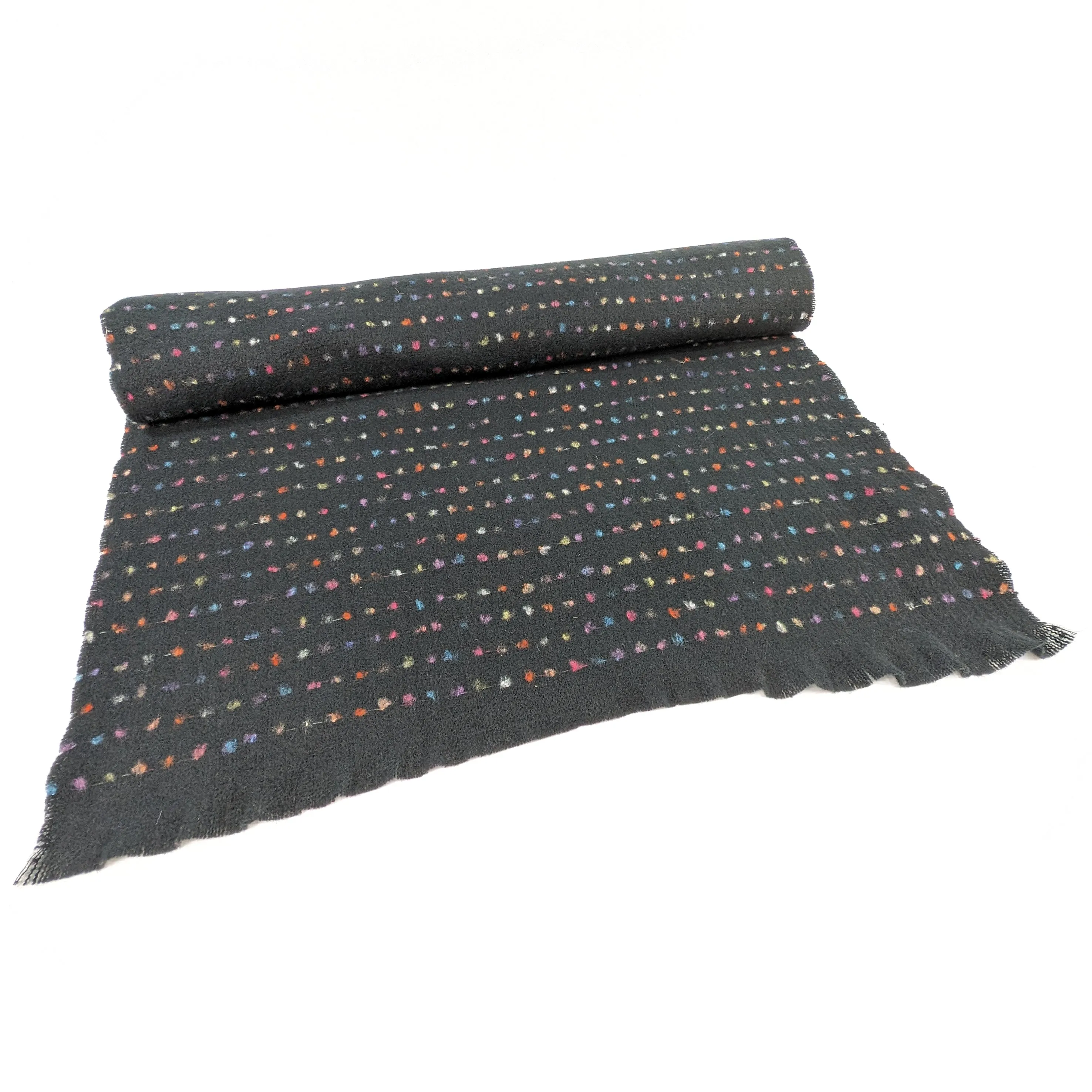 Malina - Spotty Scalloped Edge Scarf (60x180cm) - Black