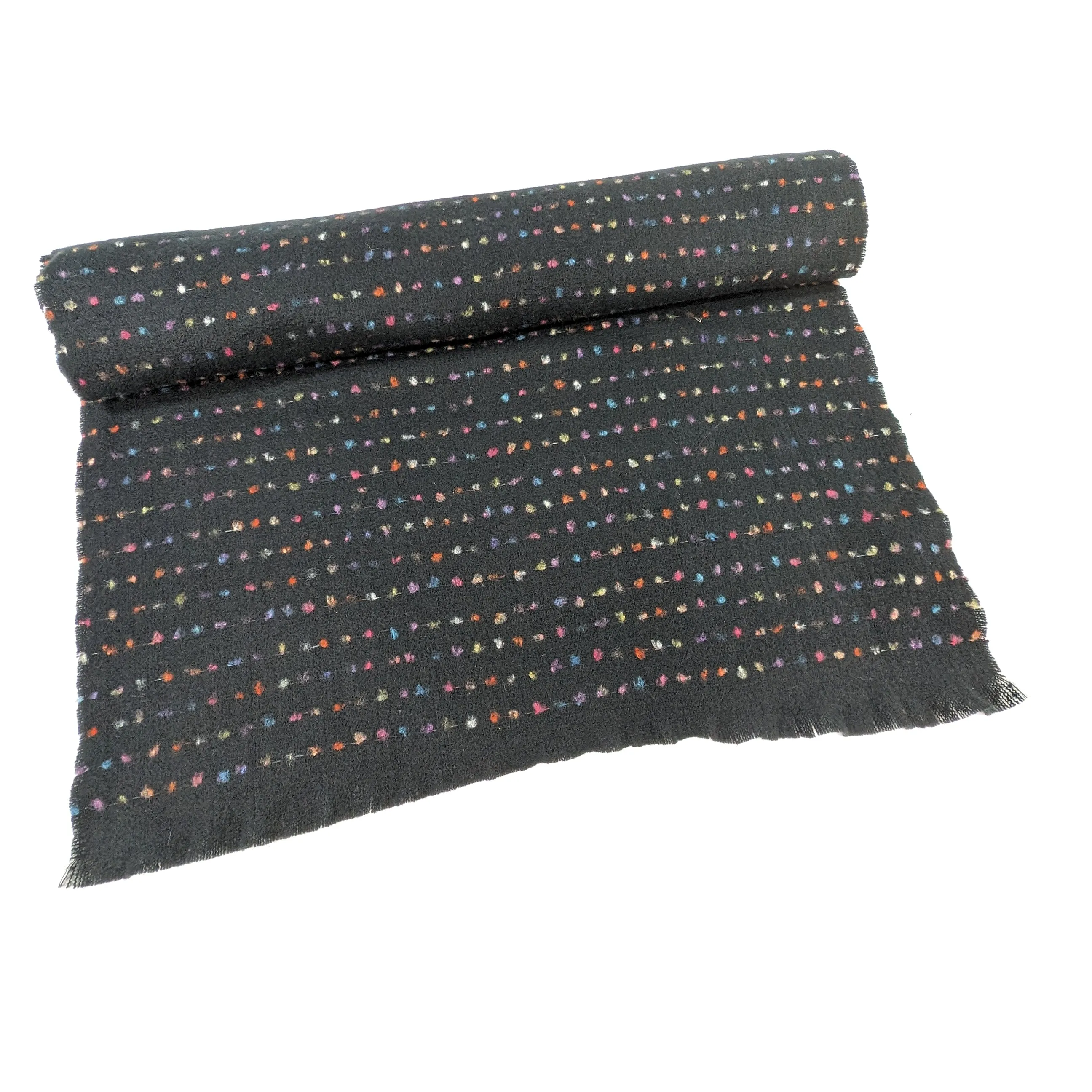 Malina - Spotty Scalloped Edge Scarf (60x180cm) - Black