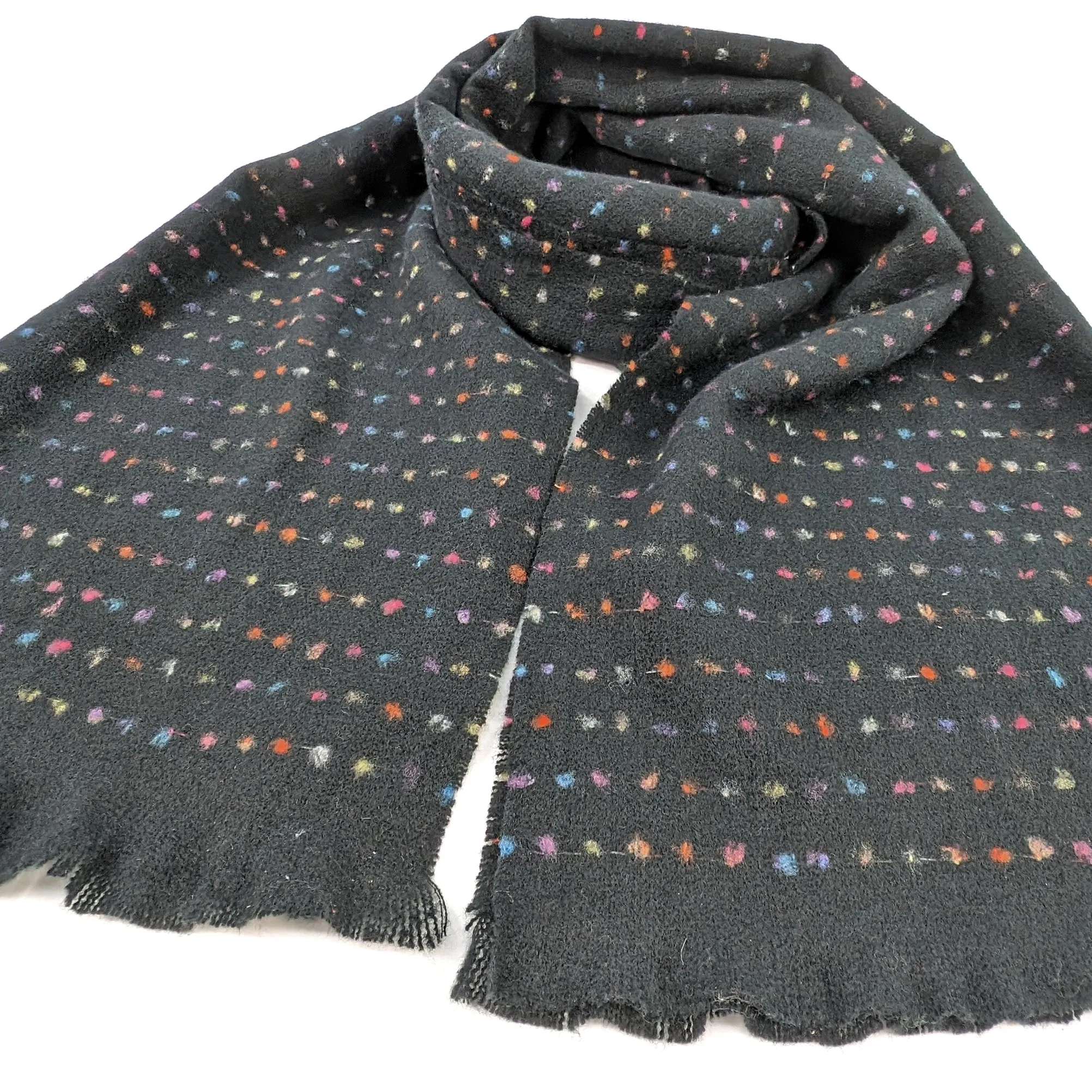 Malina - Spotty Scalloped Edge Scarf (60x180cm) - Black