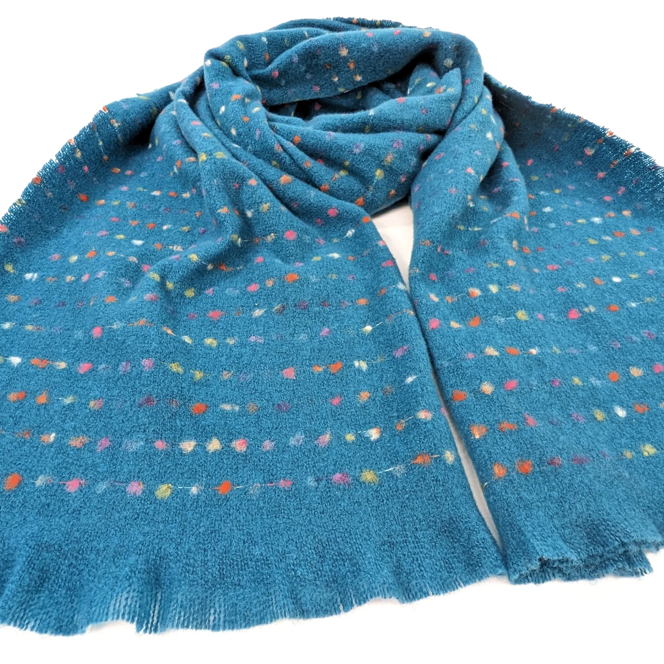 Malina - Spotty Scalloped Edge Scarf (60x180cm) - Teal