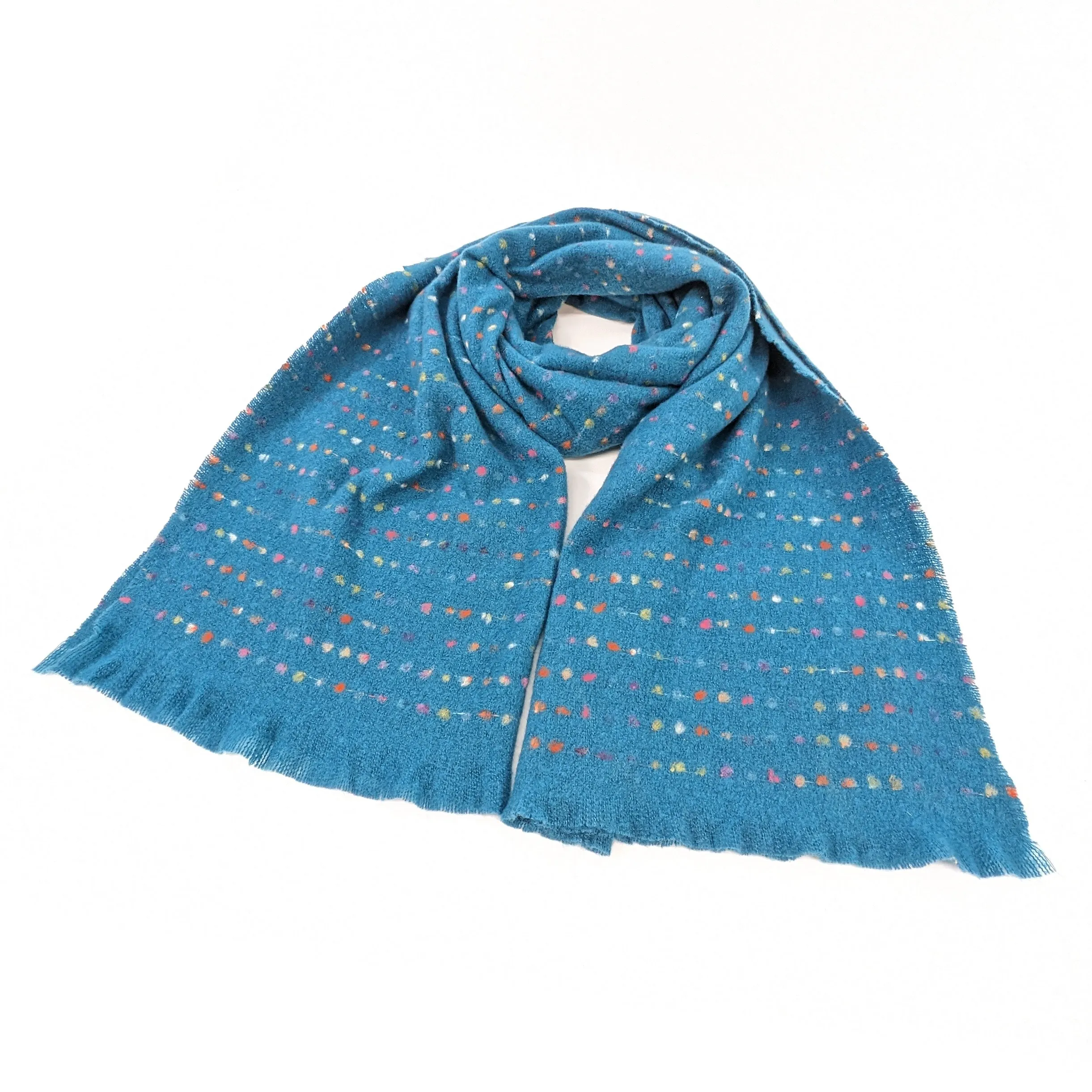 Malina - Spotty Scalloped Edge Scarf (60x180cm) - Teal