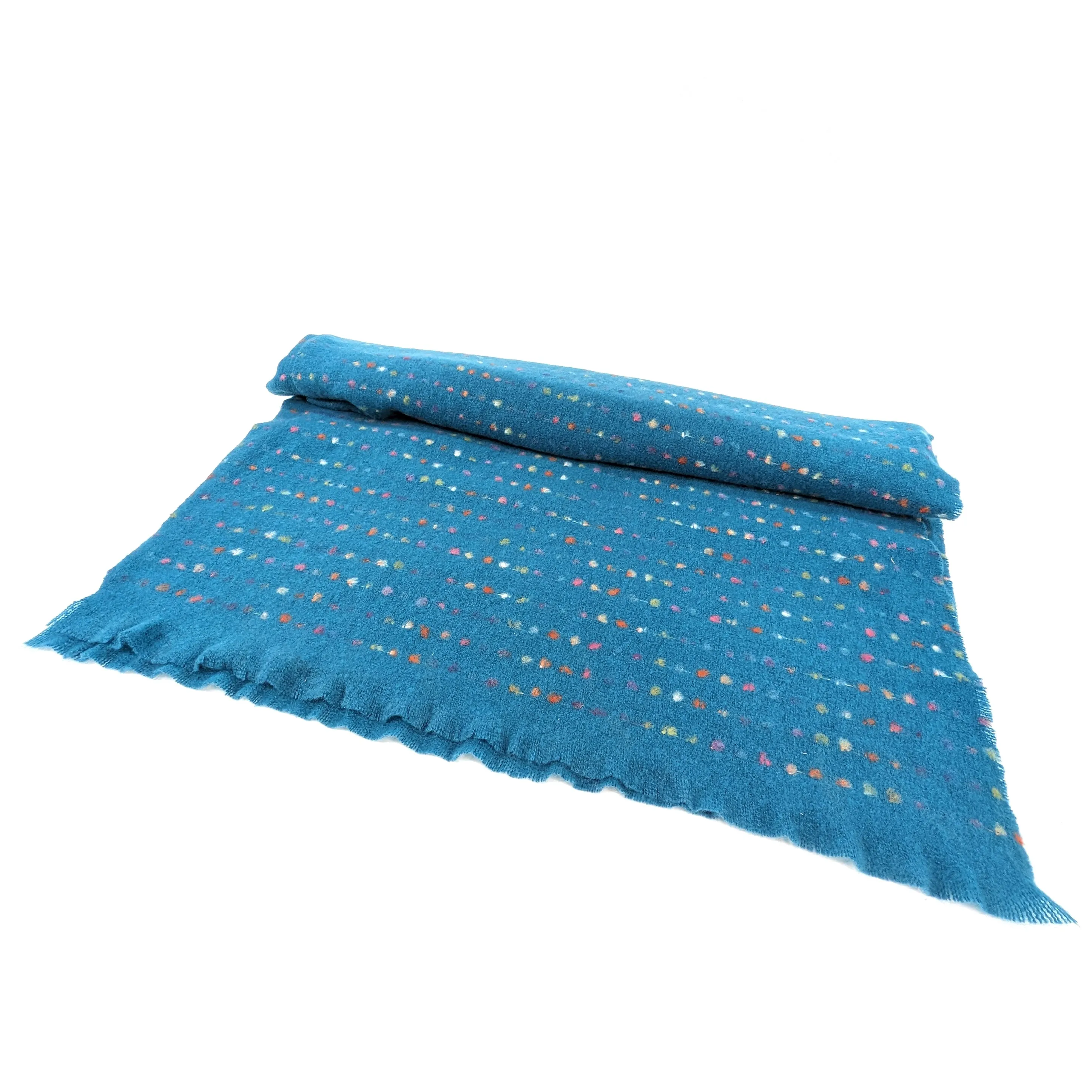 Malina - Spotty Scalloped Edge Scarf (60x180cm) - Teal