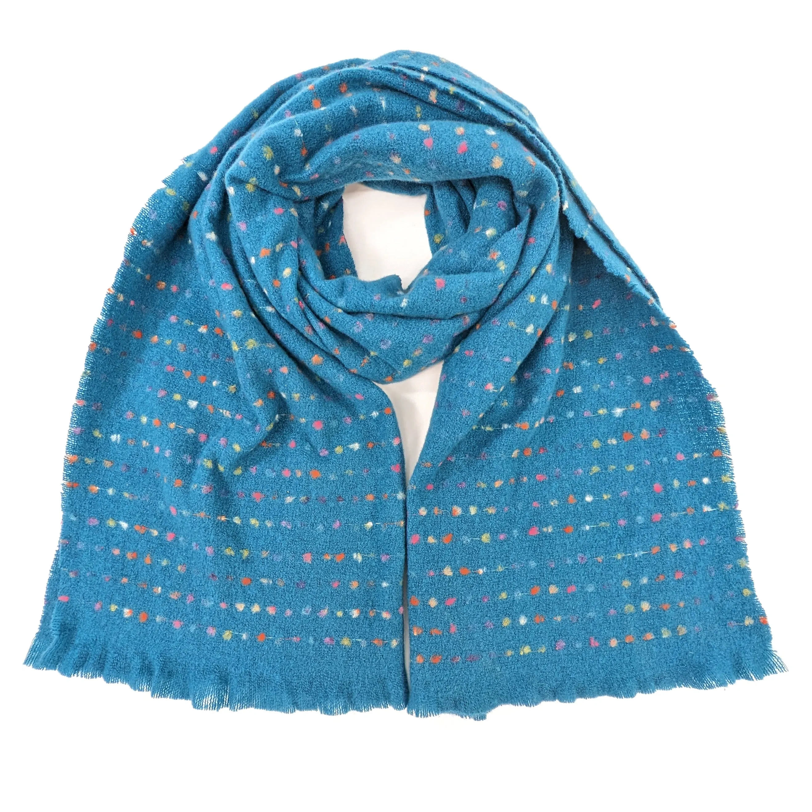 Malina - Spotty Scalloped Edge Scarf (60x180cm) - Teal