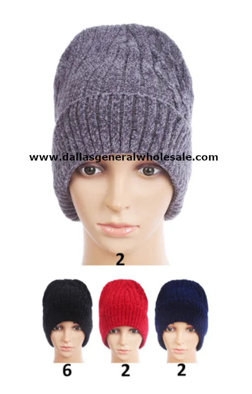 Men Textured Fur Lining Beanie Hats Wholesale