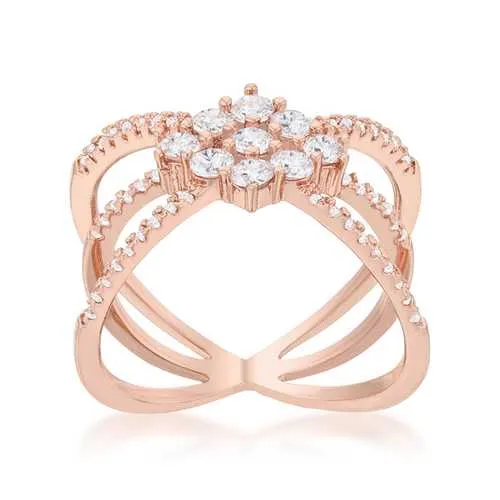 Mindy 0.8ct CZ Rose Gold Delicate Triple Wrap Ring