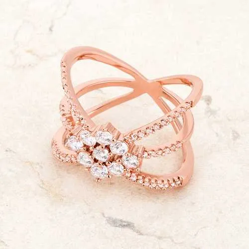 Mindy 0.8ct CZ Rose Gold Delicate Triple Wrap Ring