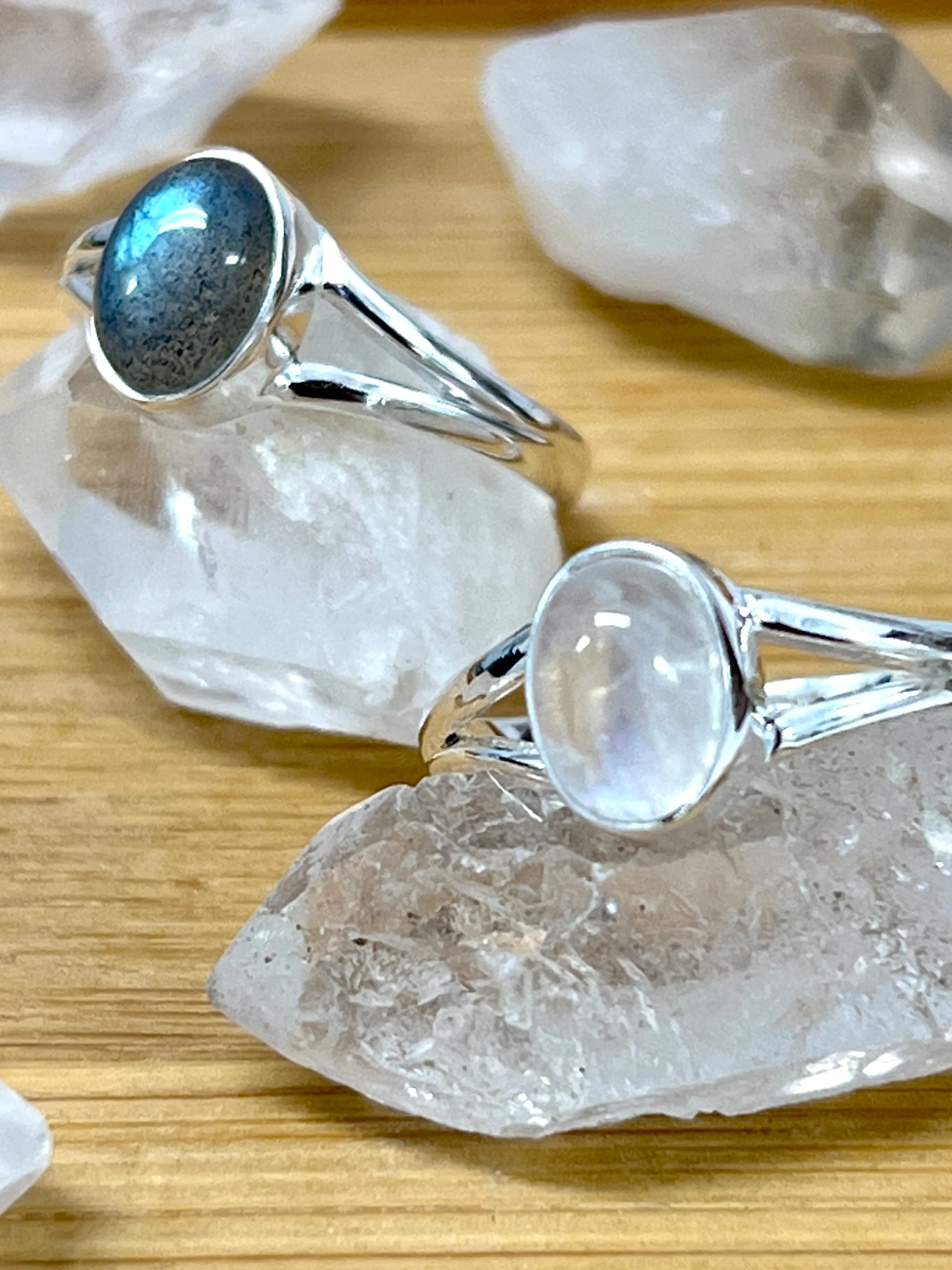 Minimalist Moonstone Or Labradorite Ring