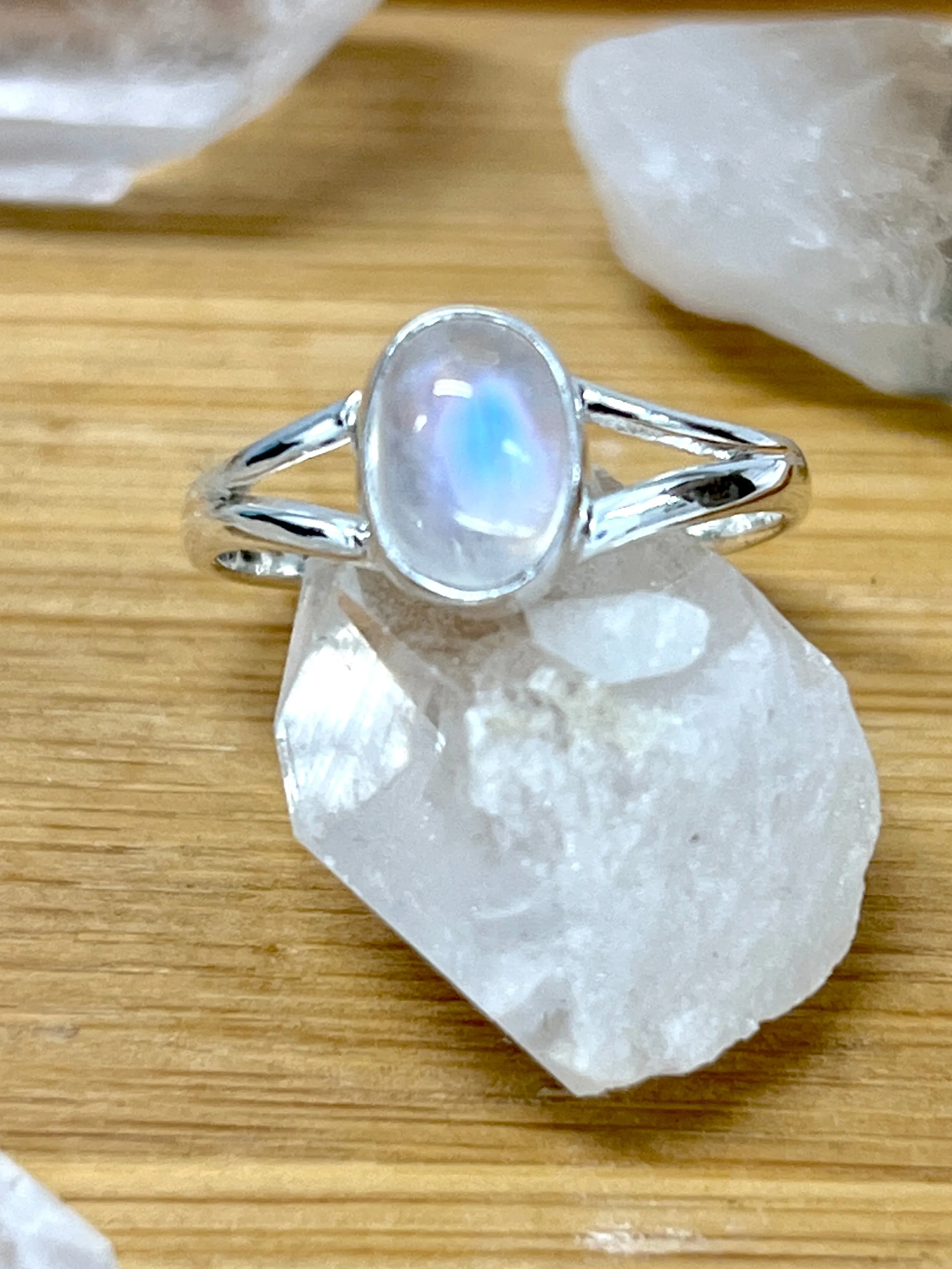 Minimalist Moonstone Or Labradorite Ring