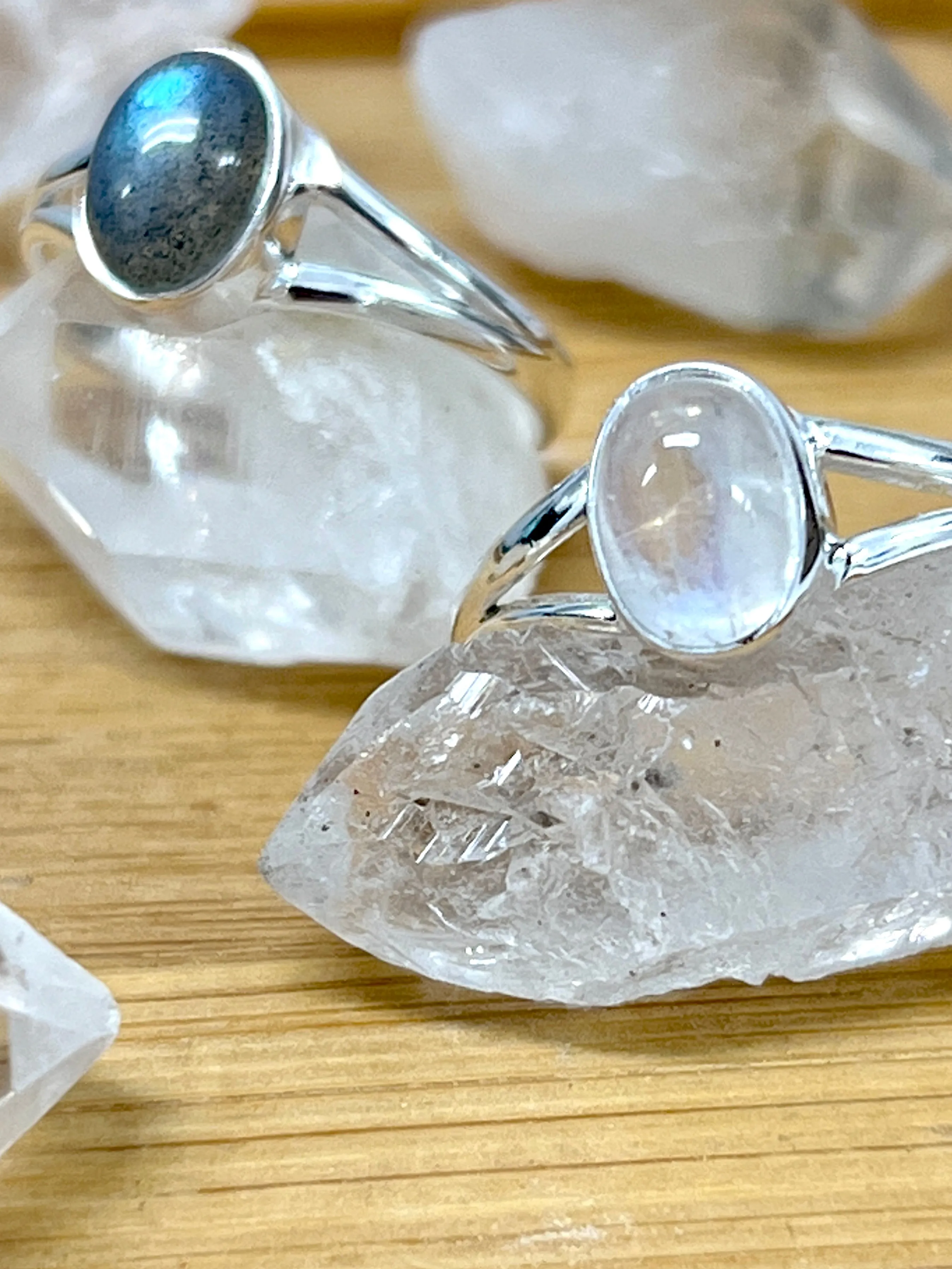 Minimalist Moonstone Or Labradorite Ring