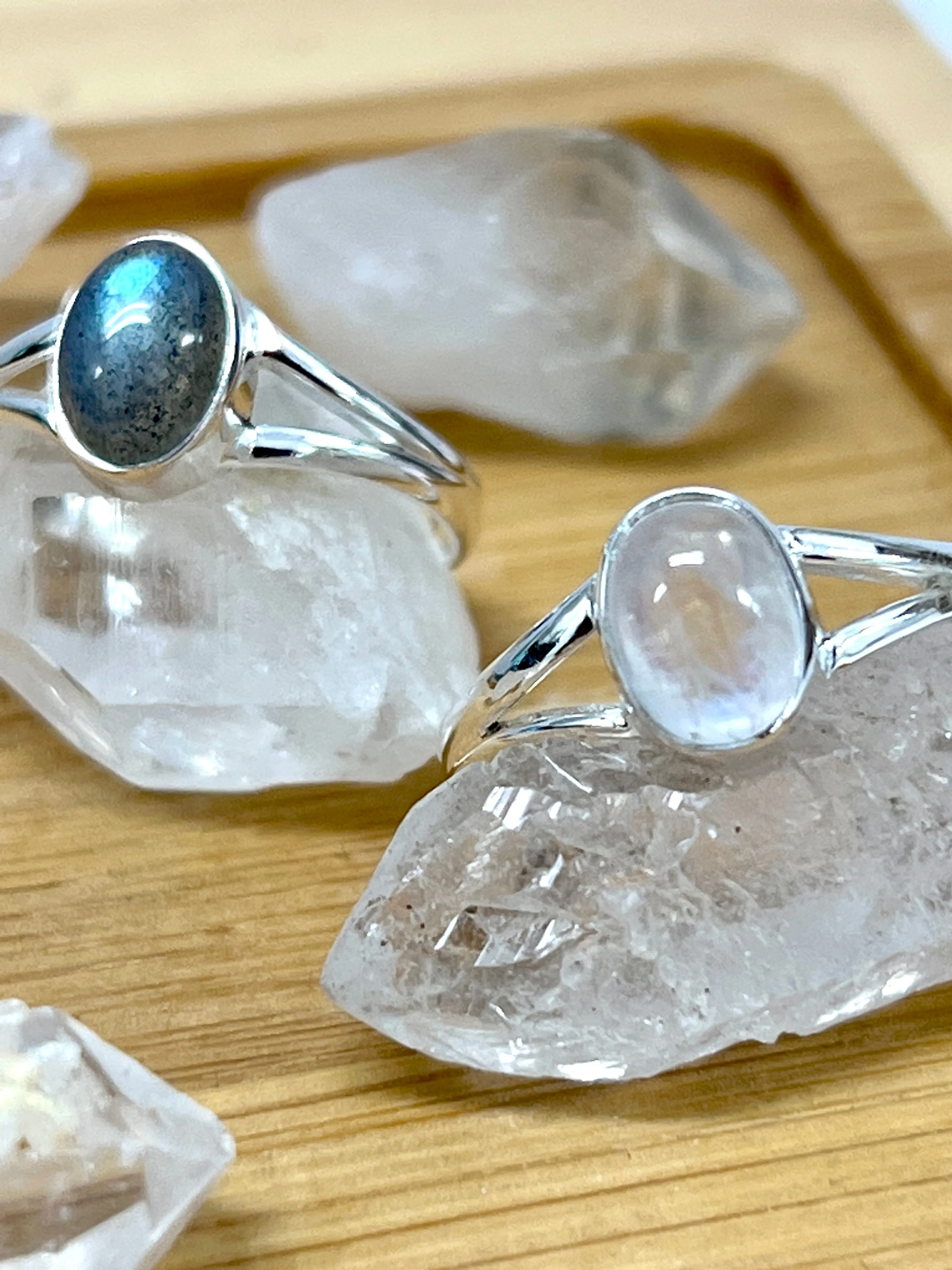 Minimalist Moonstone Or Labradorite Ring