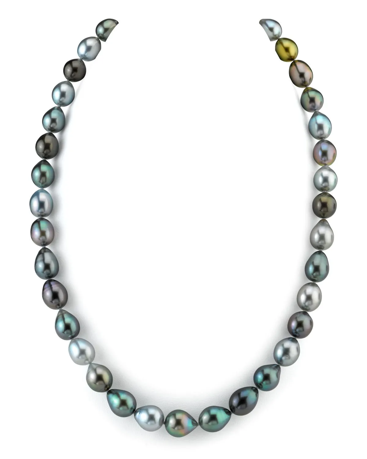 Multi-Color Tahitian Drop-Shape Pearl Necklace, 8.0-10.0mm - AAAA Quality