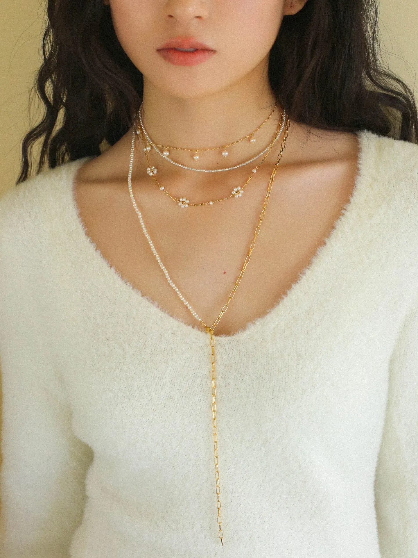 Multi-style Chain and Pearl Stacking Necklace