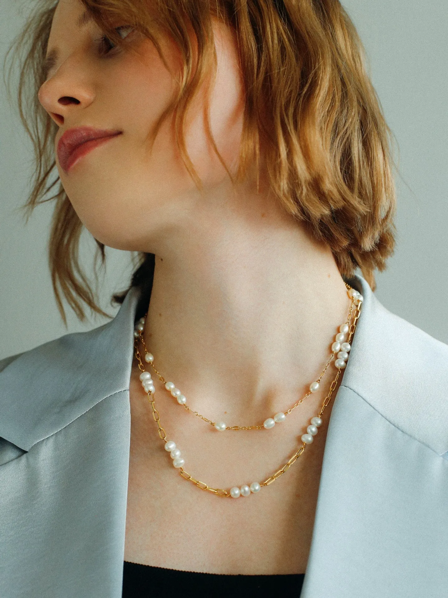 Multi-style Chain and Pearl Stacking Necklace