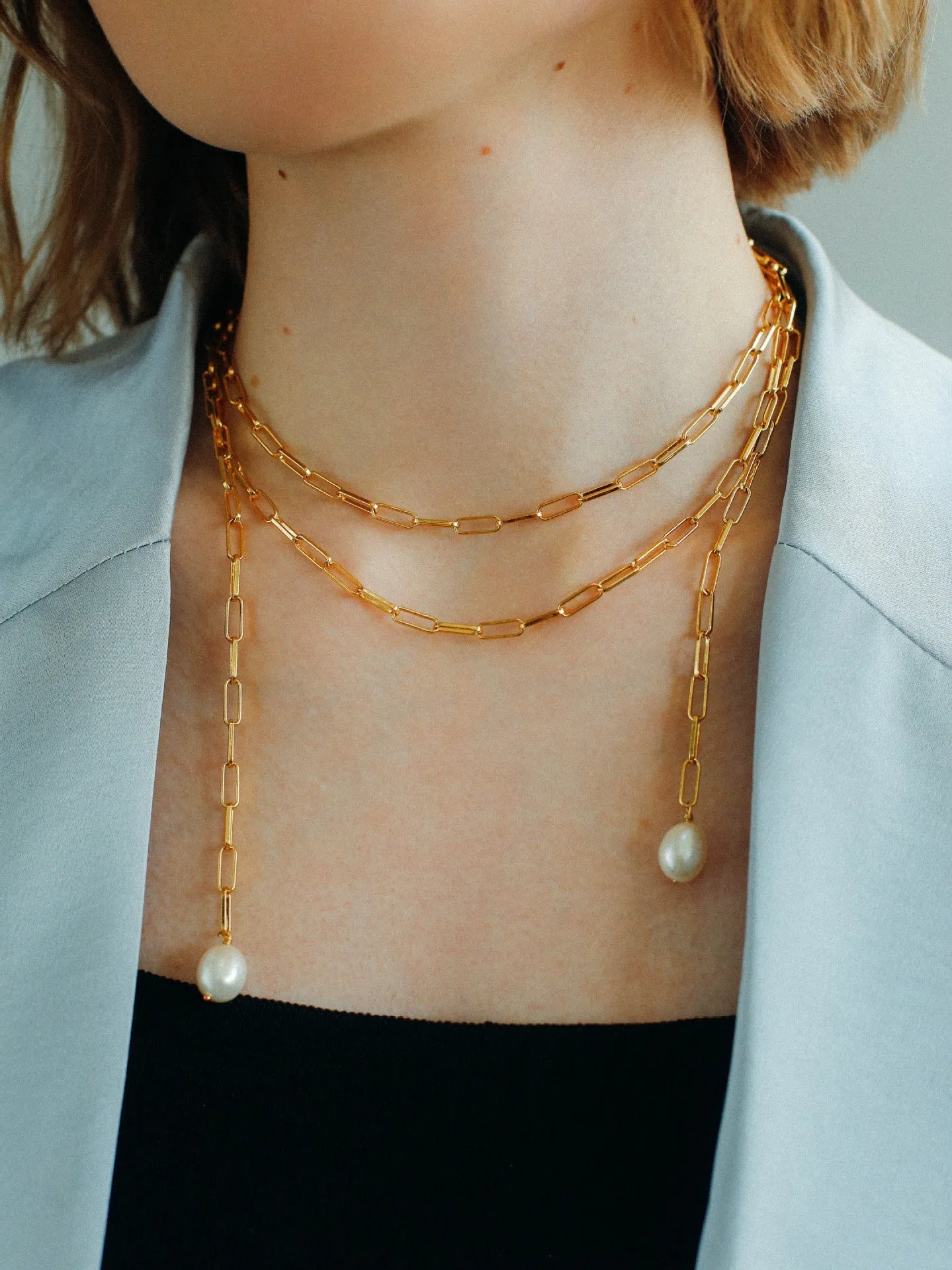 Multi-style Chain and Pearl Stacking Necklace