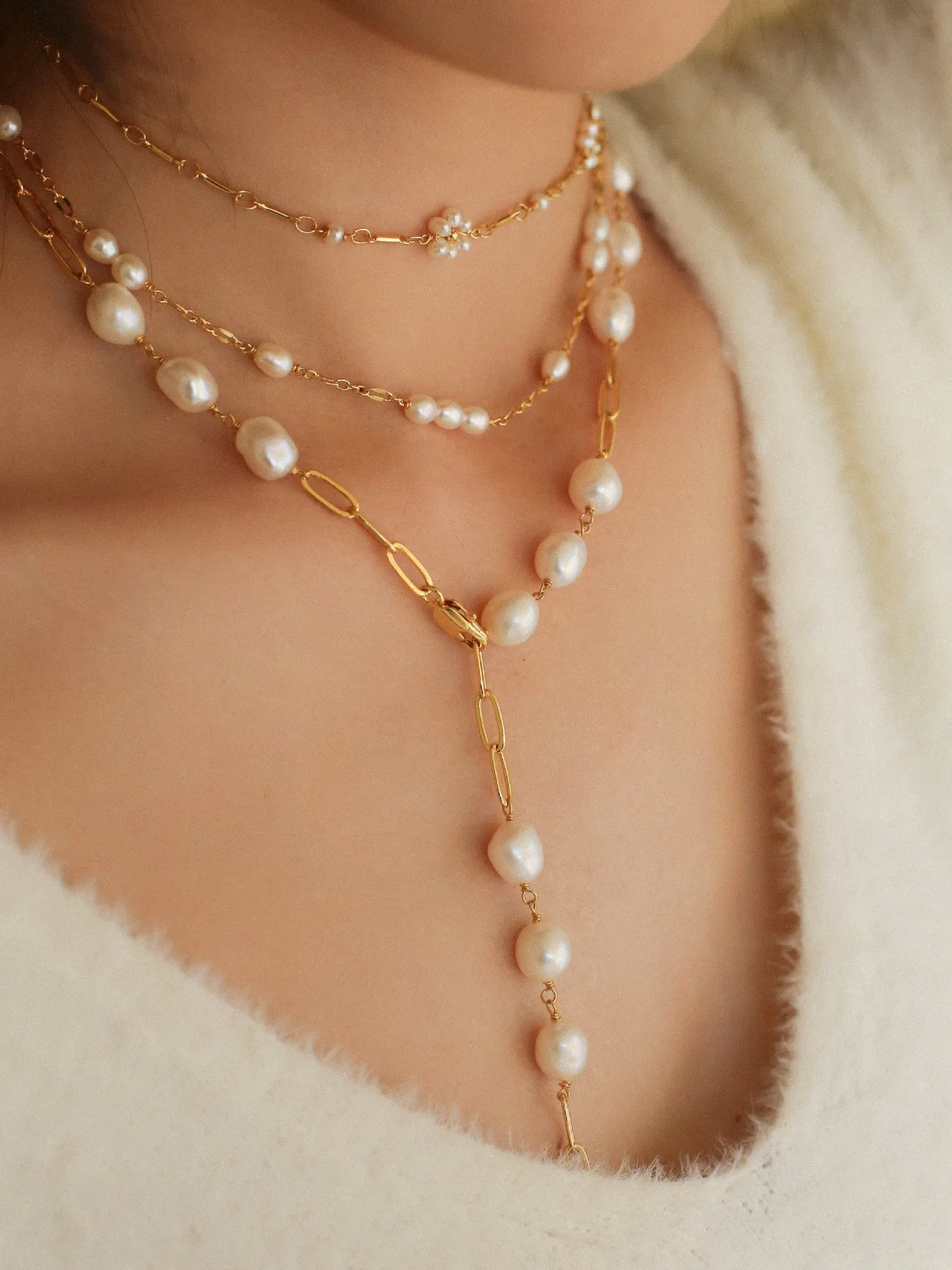 Multi-style Chain and Pearl Stacking Necklace