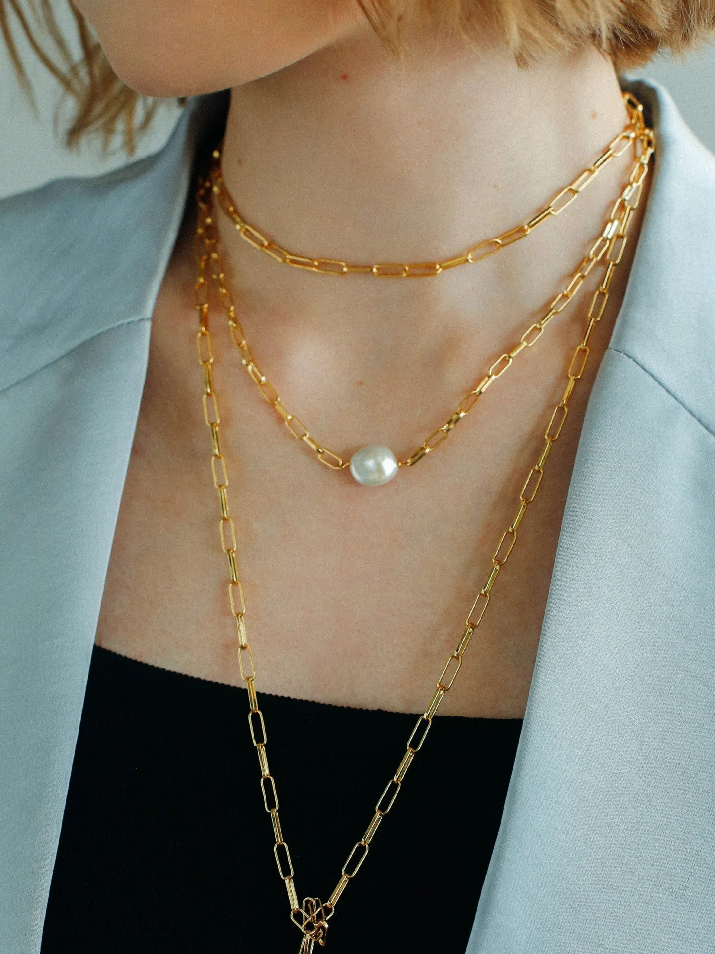 Multi-style Chain and Pearl Stacking Necklace