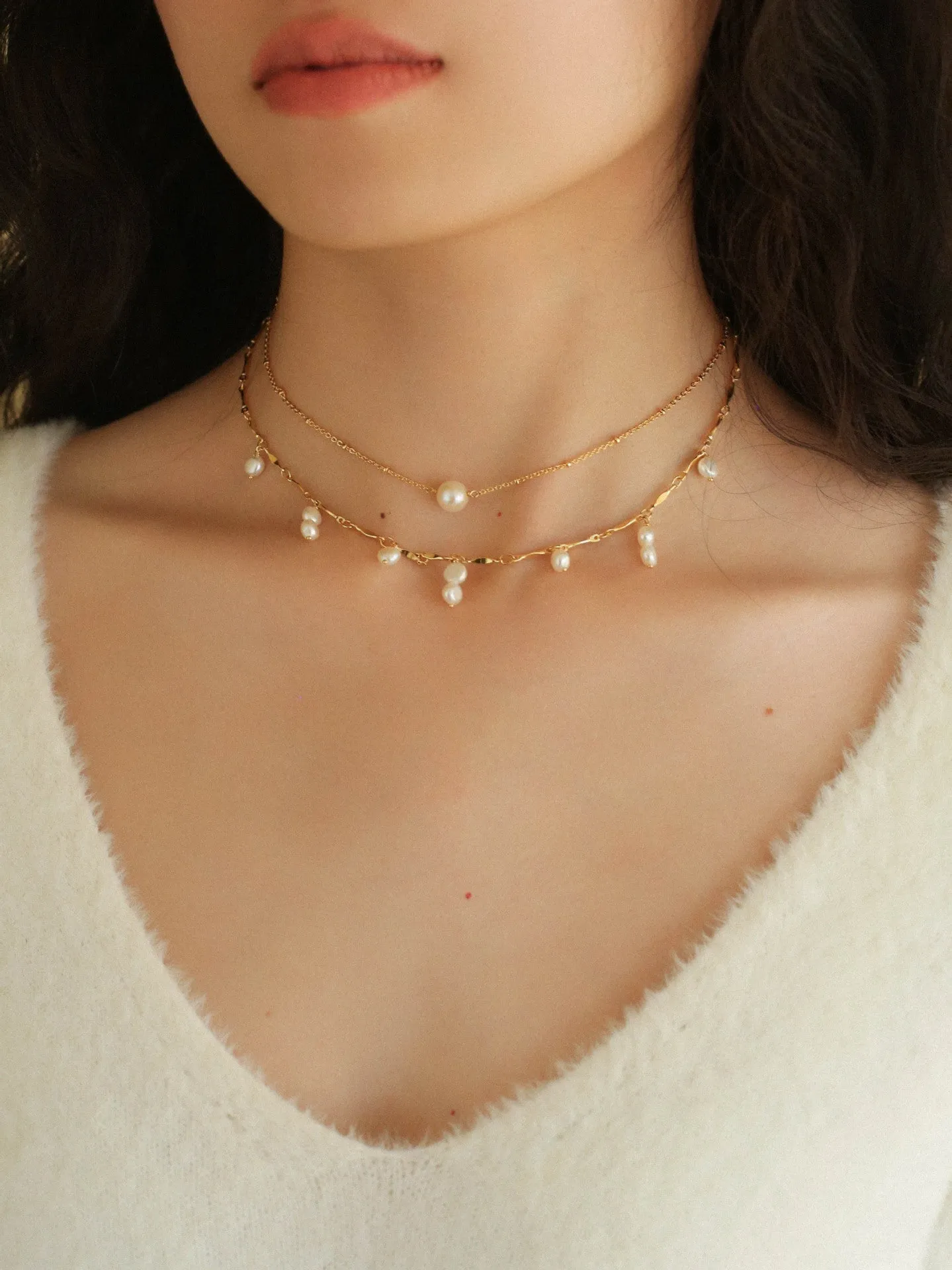 Multi-style Chain and Pearl Stacking Necklace