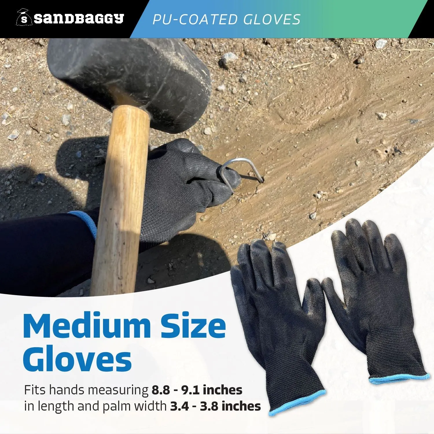 Polyurethane (PU) Coated Gloves - All Purpose Work Gloves (Medium, Unisex)