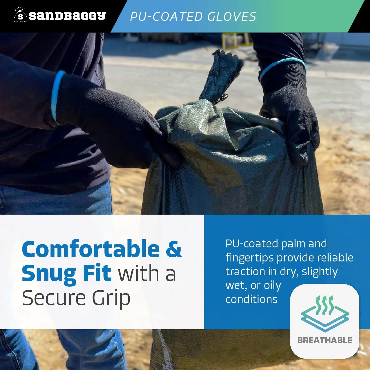 Polyurethane (PU) Coated Gloves - All Purpose Work Gloves (Medium, Unisex)