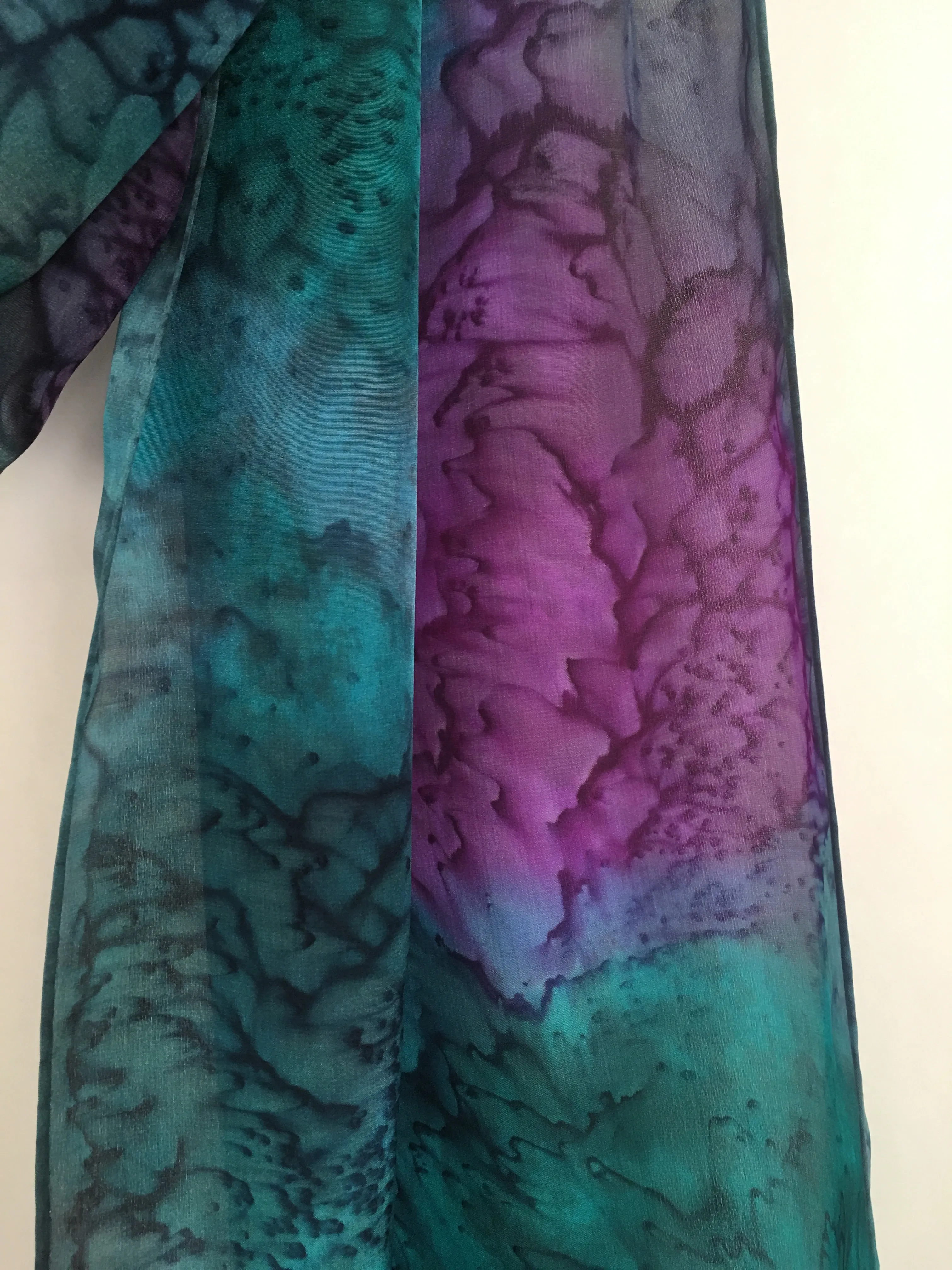 "Peacock Mermaid" - Hand-dyed Silk Scarf - $125