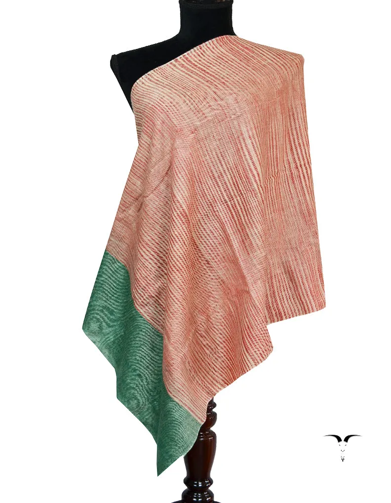 Red & Green Striped Pashmina Stole 6581