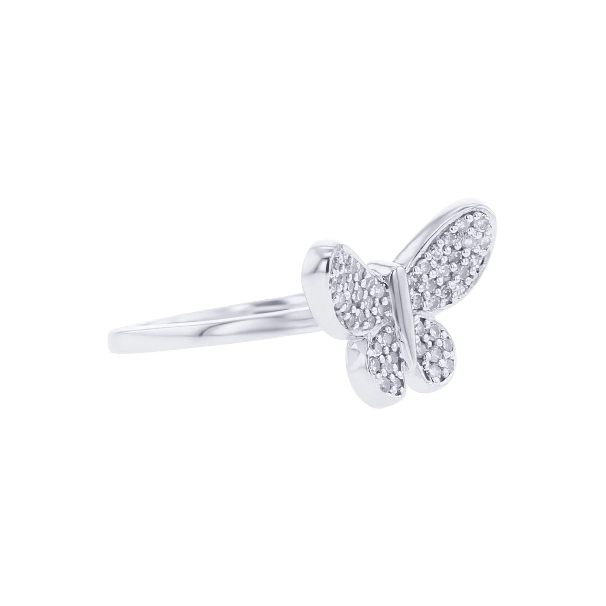 Silver Delicate Butterfly Diamond Ring