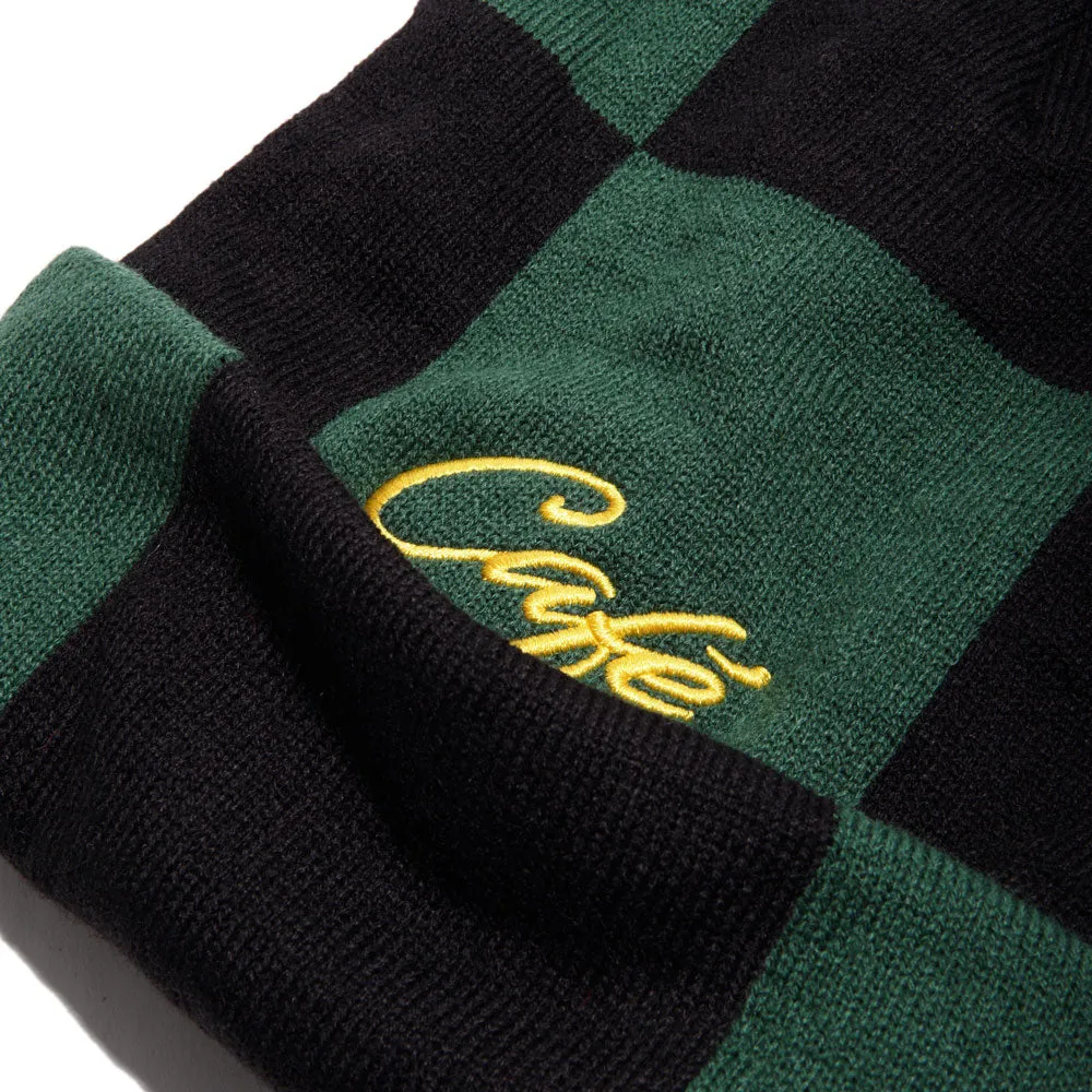 Skateboard Cafe 'Check Fold' Beanie (Forest Green / Black / Gold)