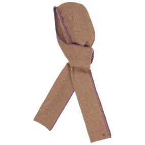 Striped Hoody Scarf - Camel & Purple