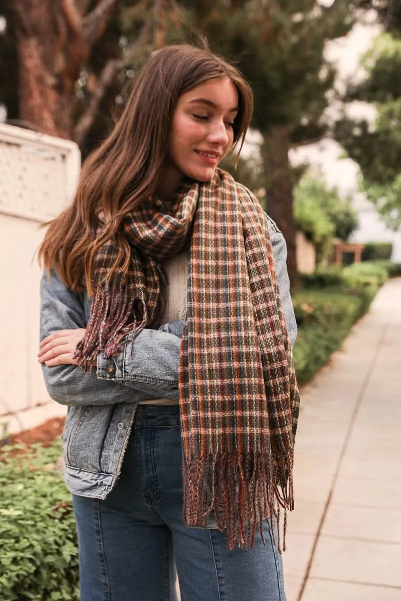 Tartan Woven Tassel Scarf