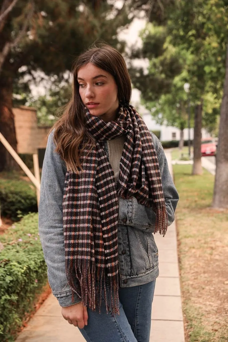 Tartan Woven Tassel Scarf