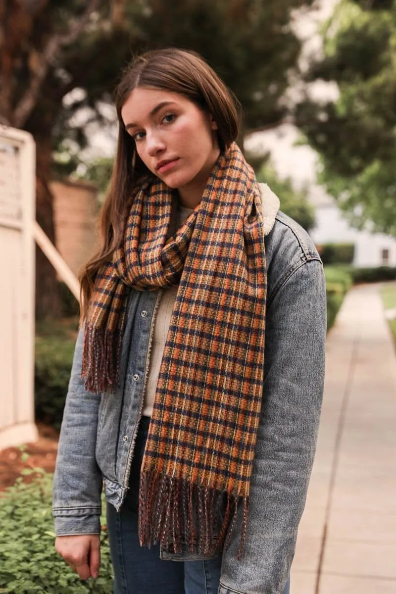 Tartan Woven Tassel Scarf