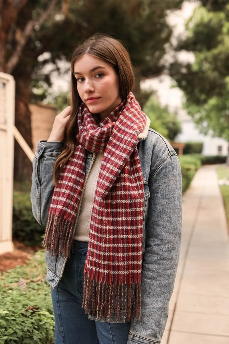 Tartan Woven Tassel Scarf