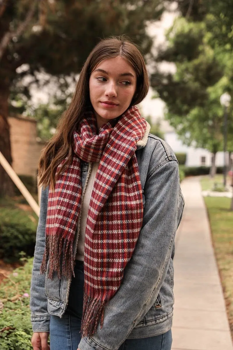 Tartan Woven Tassel Scarf