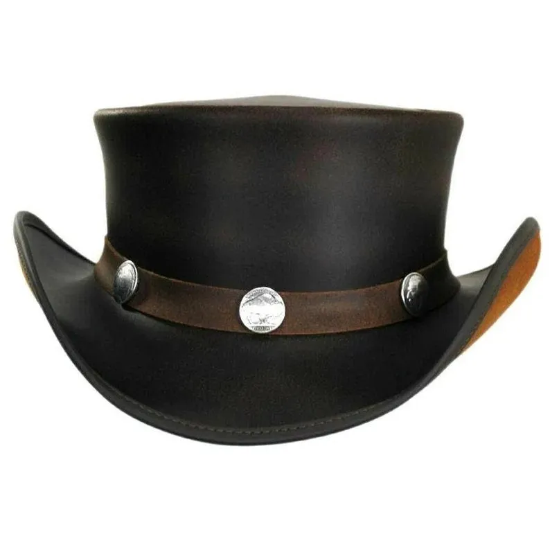 Top Hat-Coco Brown pale Rider Westren Leather hat,Leather Top Hat,Gothic Top Hat,Mens Top Hat,Steampunk Top Hat,Custom Top Hat