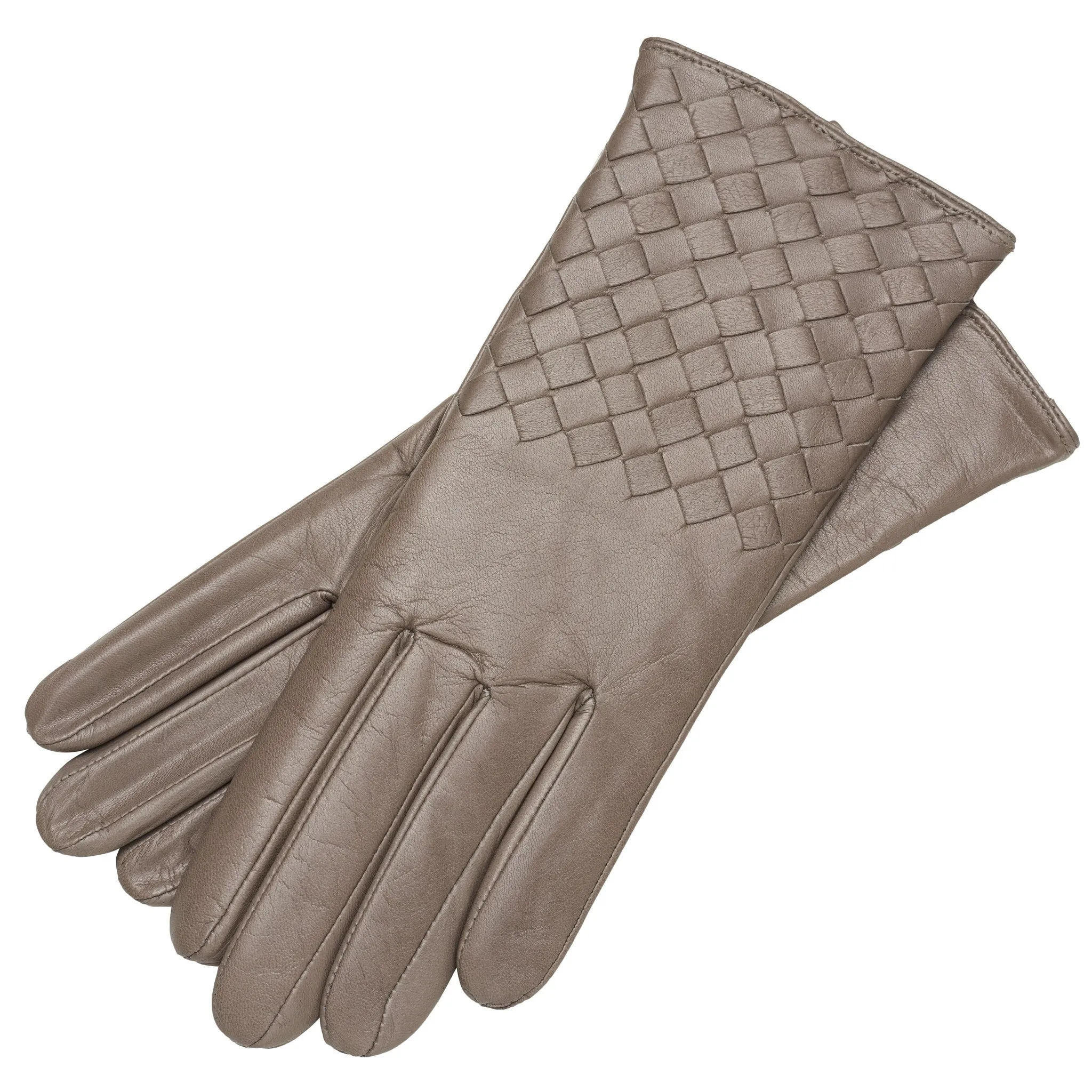 Trani Light Grey Leather Gloves