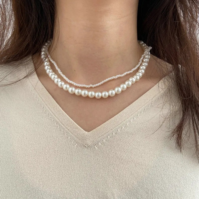 Trend Jewelry Wedding Big Pearl Necklace For Women Fashion White Imitation Pearl Choker