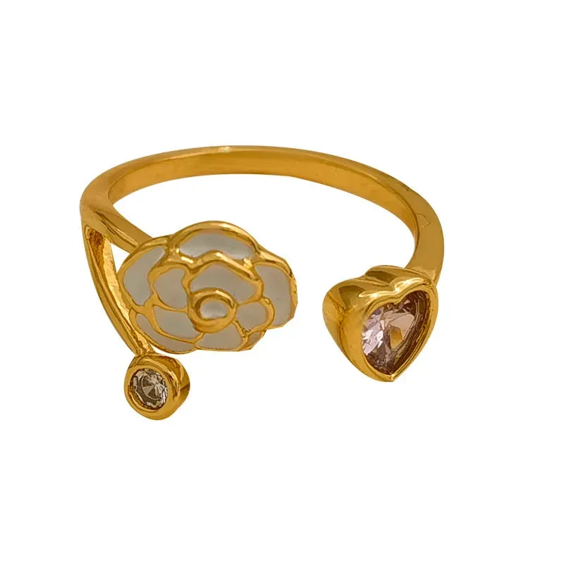 VAIGE Elegant Floral Open Ring - Delicate Gold & Silver Design