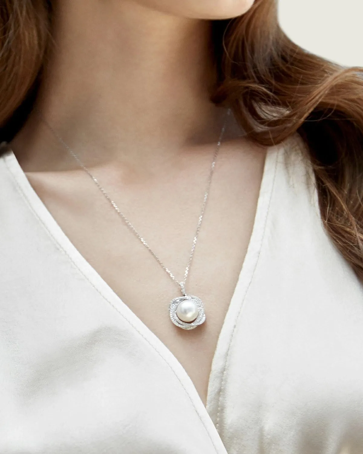 White South Sea Pearl & Diamond Orion Pendant