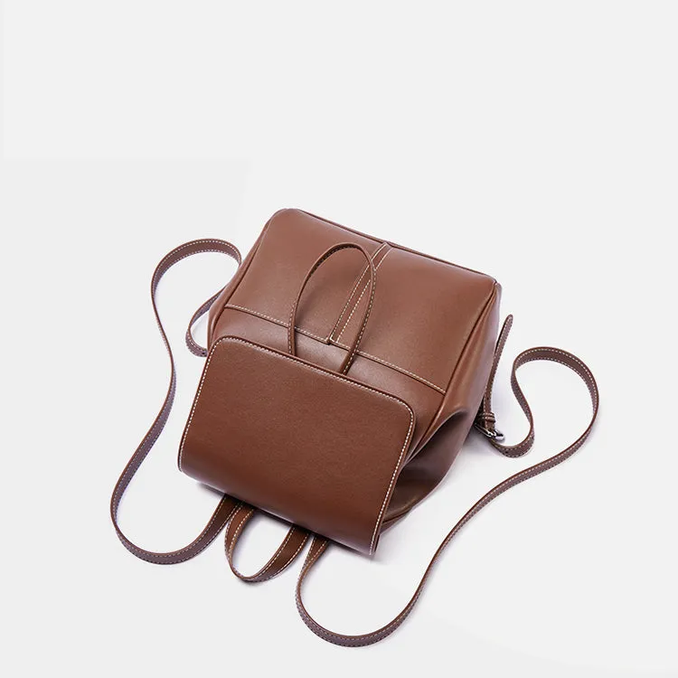 Women Brown Leather Rucksack Bag Small Leather Backpack Purse