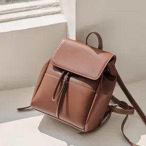 Women Brown Leather Rucksack Bag Small Leather Backpack Purse