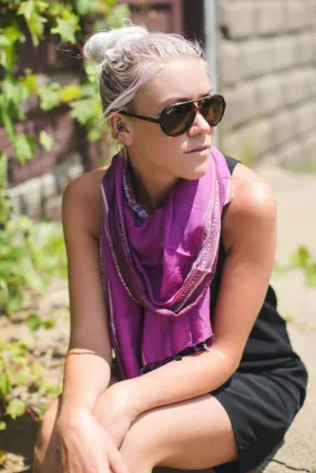 Woven Fuchsia Striped Scarf