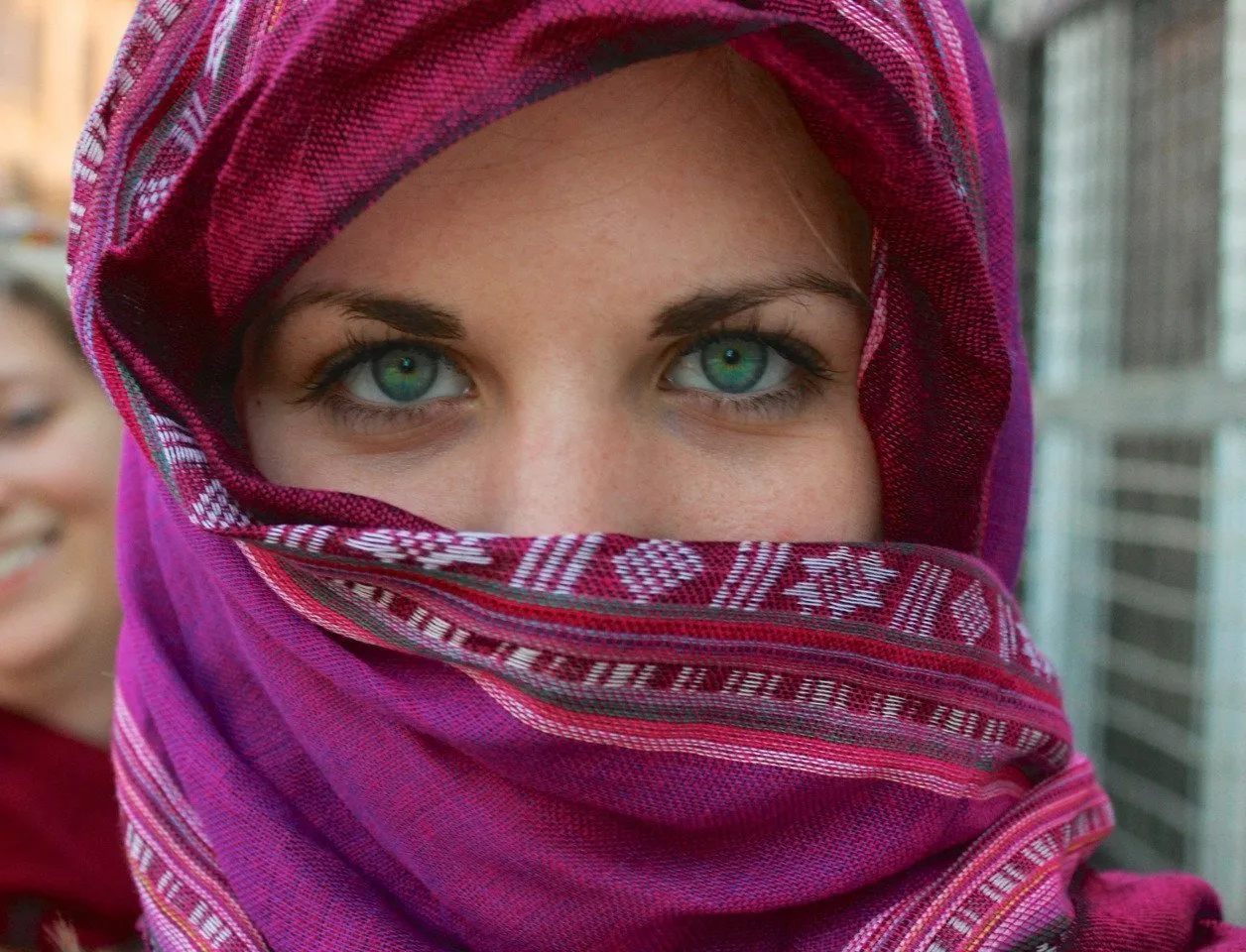 Woven Fuchsia Striped Scarf