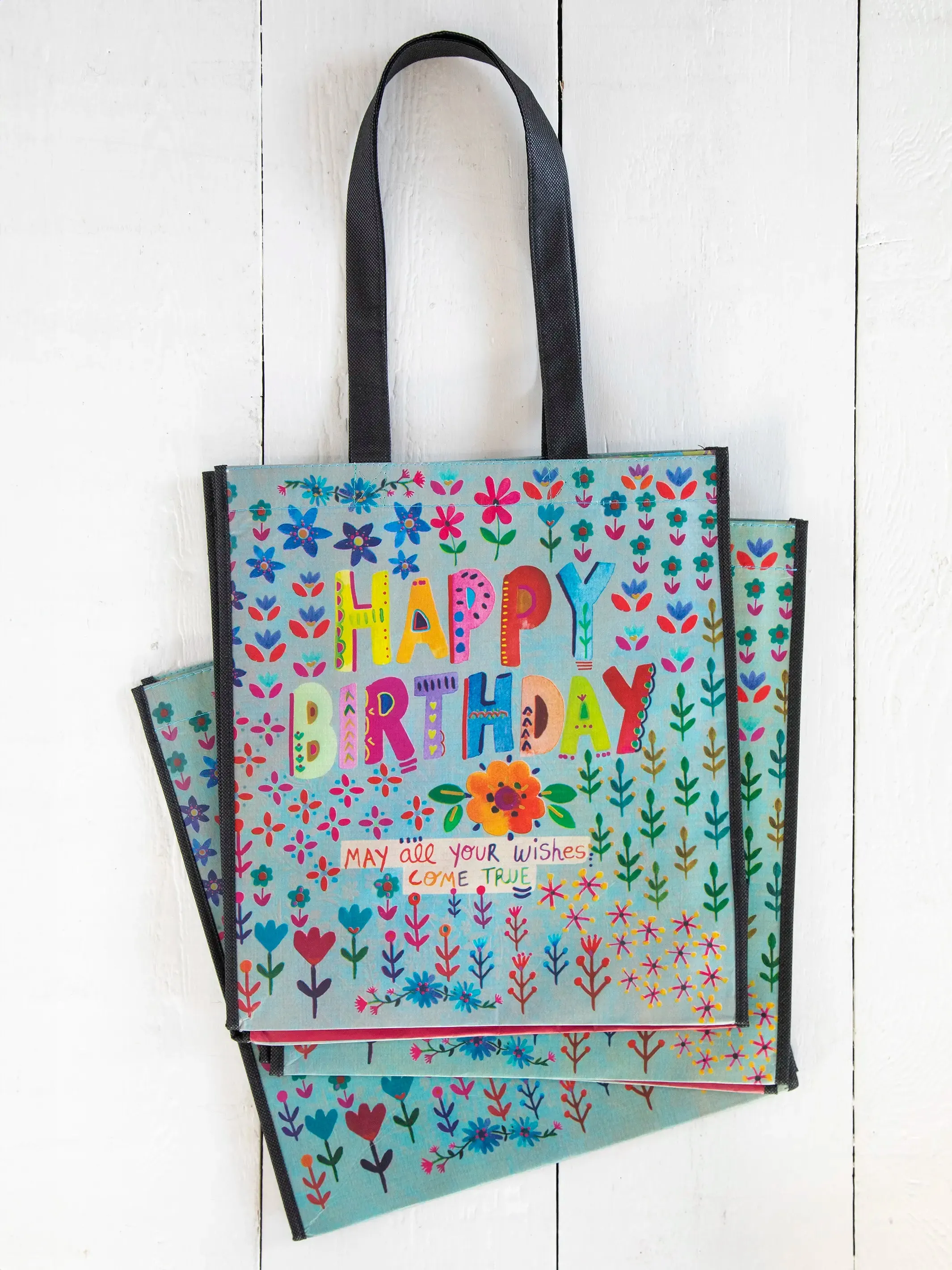 XL Happy Bag, Set of 3 - Dusty Blue Happy Birthday