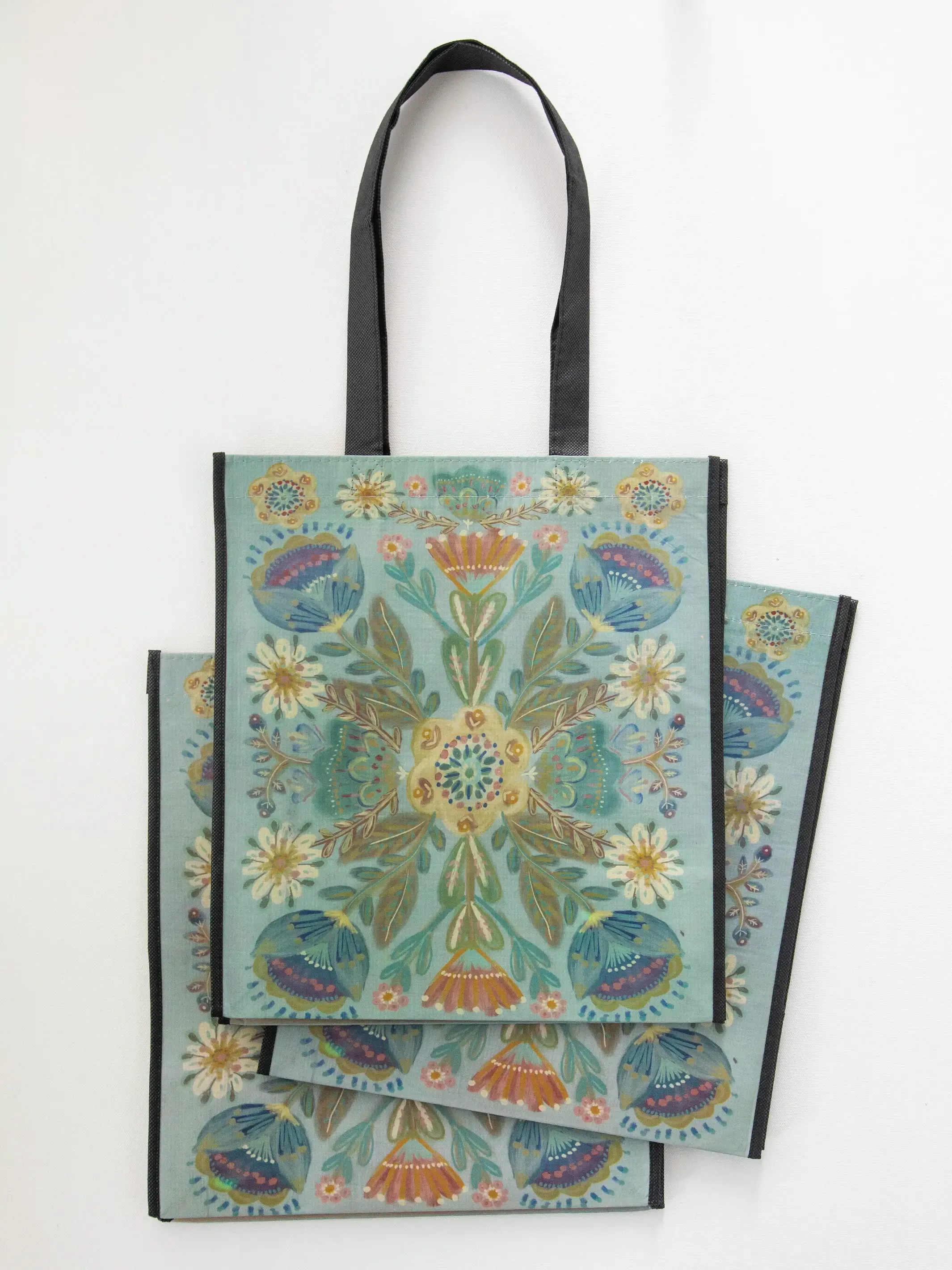 XL Happy Bag, Set of 3 - Mandala Folk Garden